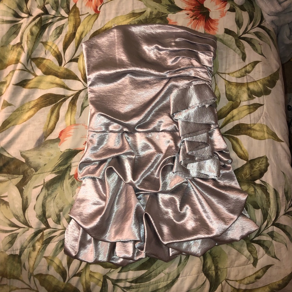 Strapless Metallic silver dress